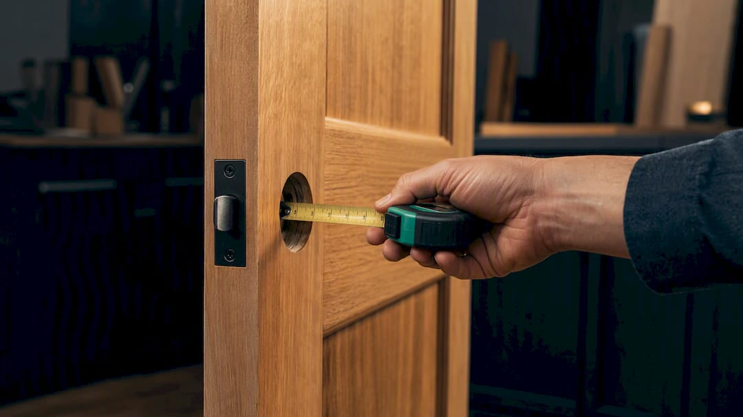 Measuring door latch backset from edge