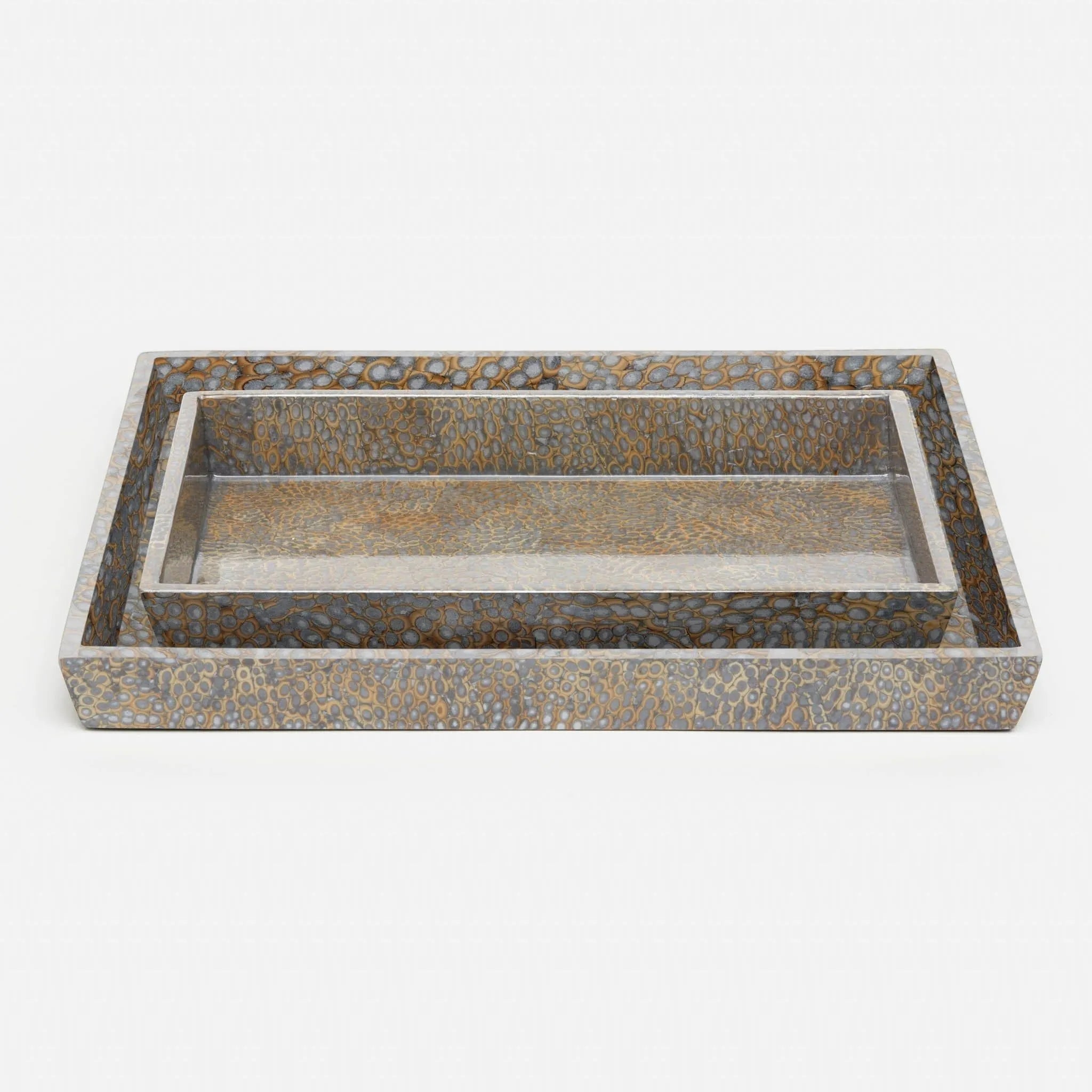 Pigeon and Poodle - PP000373 - Callas Trays - Callas - Silver Lacquered Eggshell
