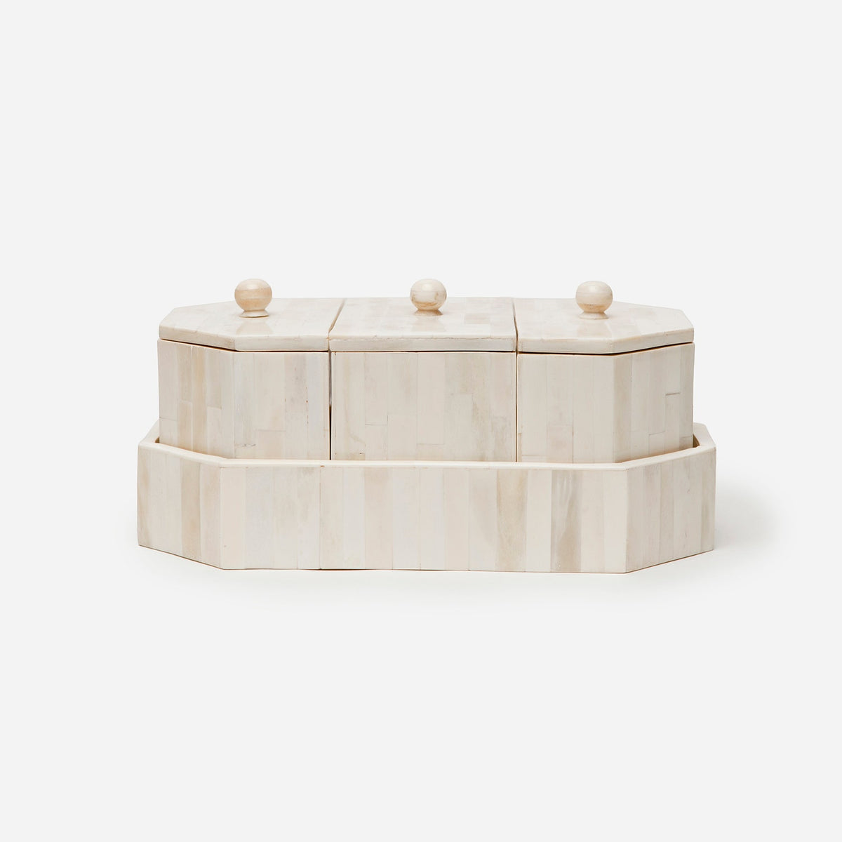 Pigeon and Poodle PP000608 Gaya Trays (11"L x 6.5"W x 5"H) in Vertical Natural Bone