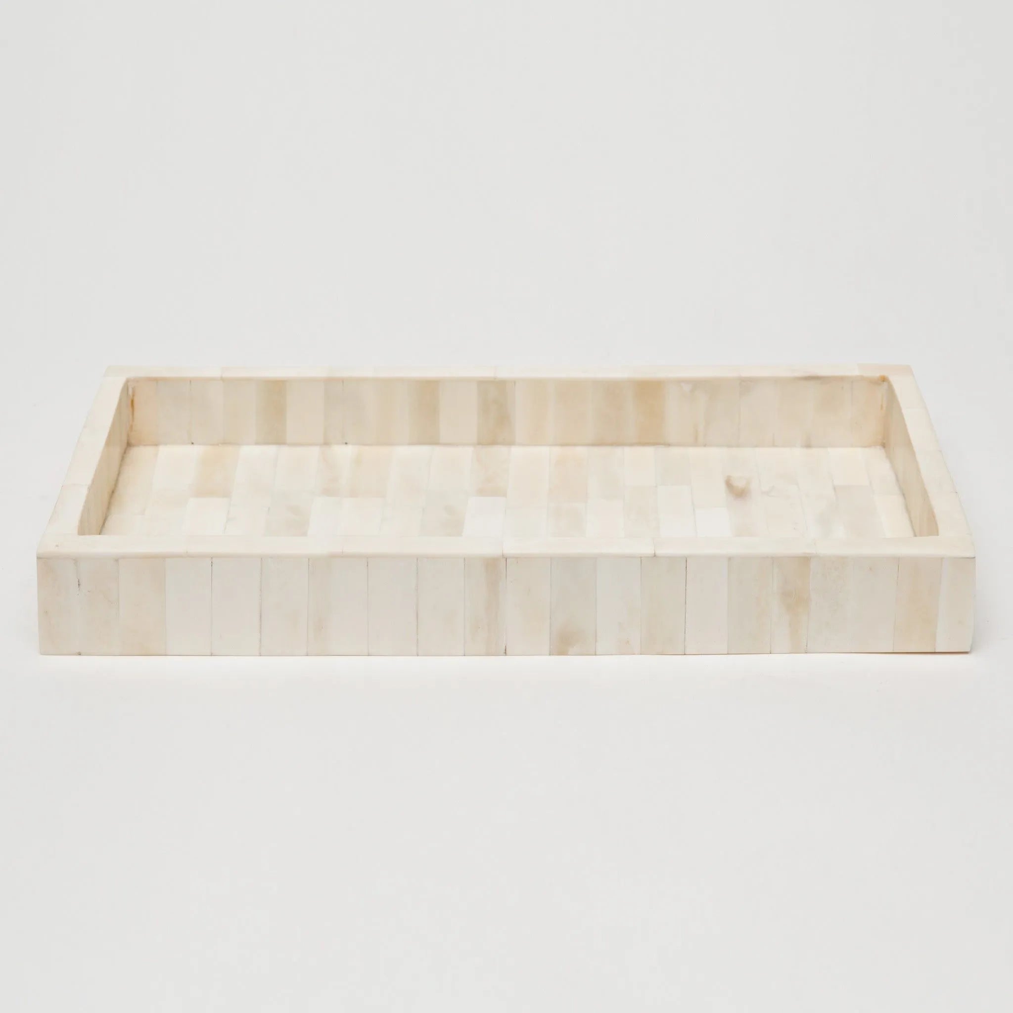 Pigeon and Poodle PP000610 Gaya Trays (12.5"L x 9.5"W x 1.5"H) in Vertical Natural Bone