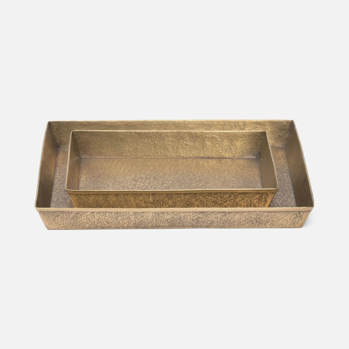 Pigeon and Poodle PP000766 Kenitra Trays in Antique Brass Pitted Metal