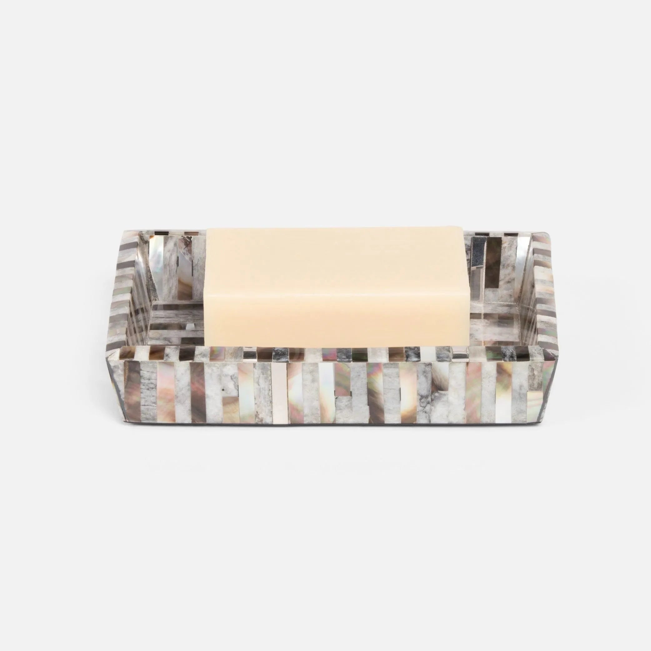 Pigeon and Poodle PP003973 Luzia Soap Dish in Silver Mix Romblon Stone/Shell