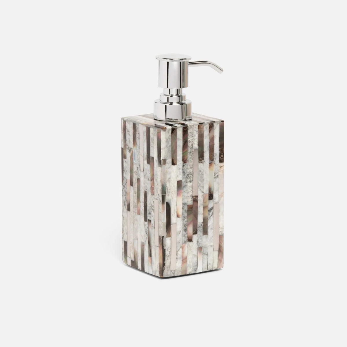 Pigeon and Poodle PP003974 Luzia Soap Pump in Silver Mix Romblon Stone/Shell