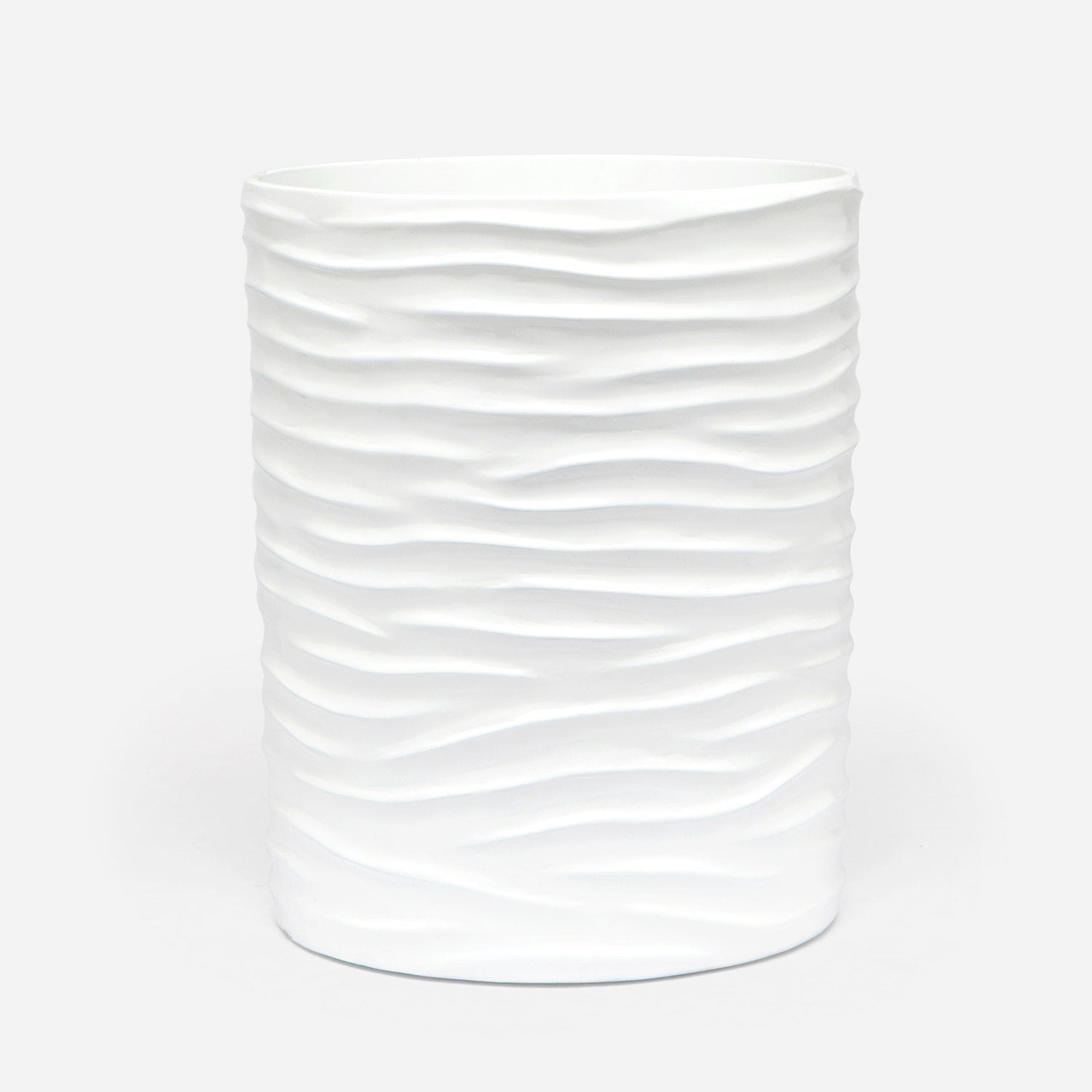 Pigeon and Poodle PP001414 Solin Wastebasket in White Lacquer Resin