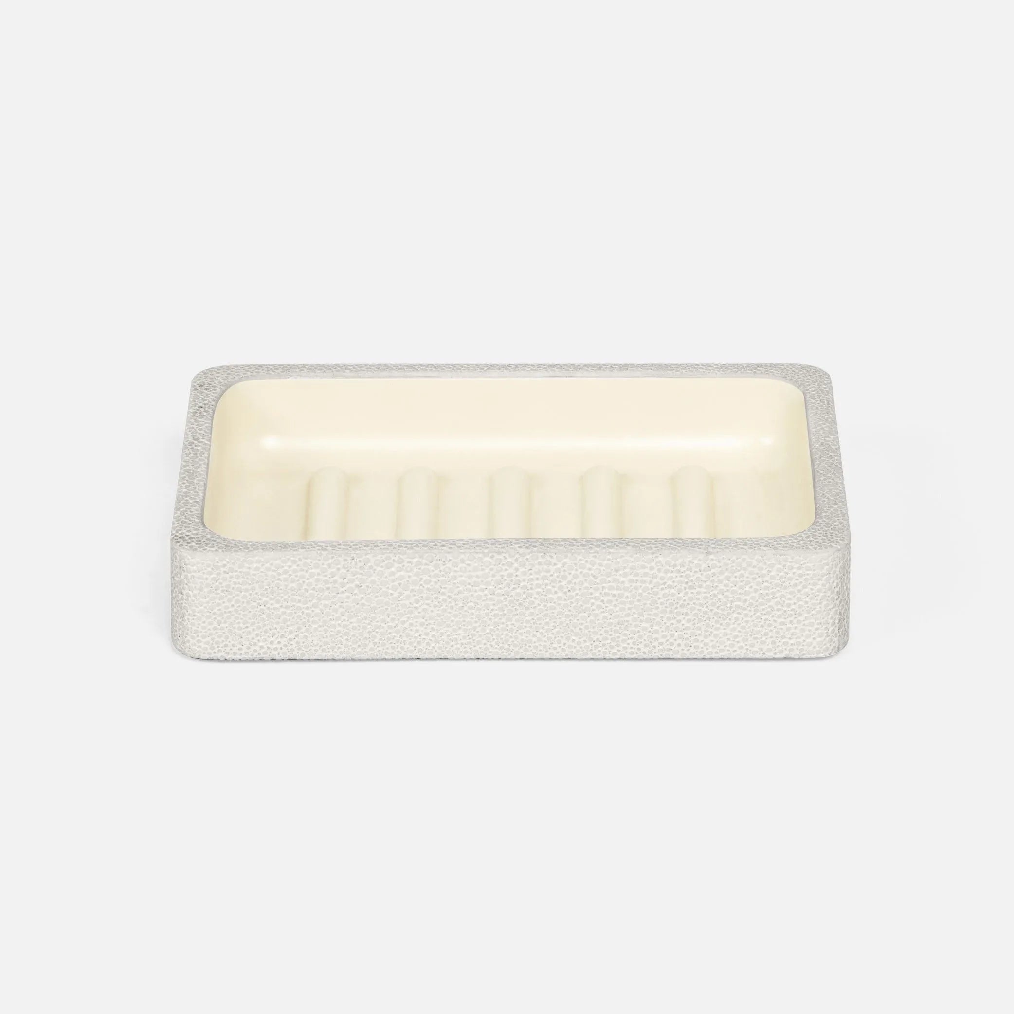 Pigeon and Poodle - PP001441 - Tenby Soap Dish - Tenby - Blanc Realistic Faux Shagreen