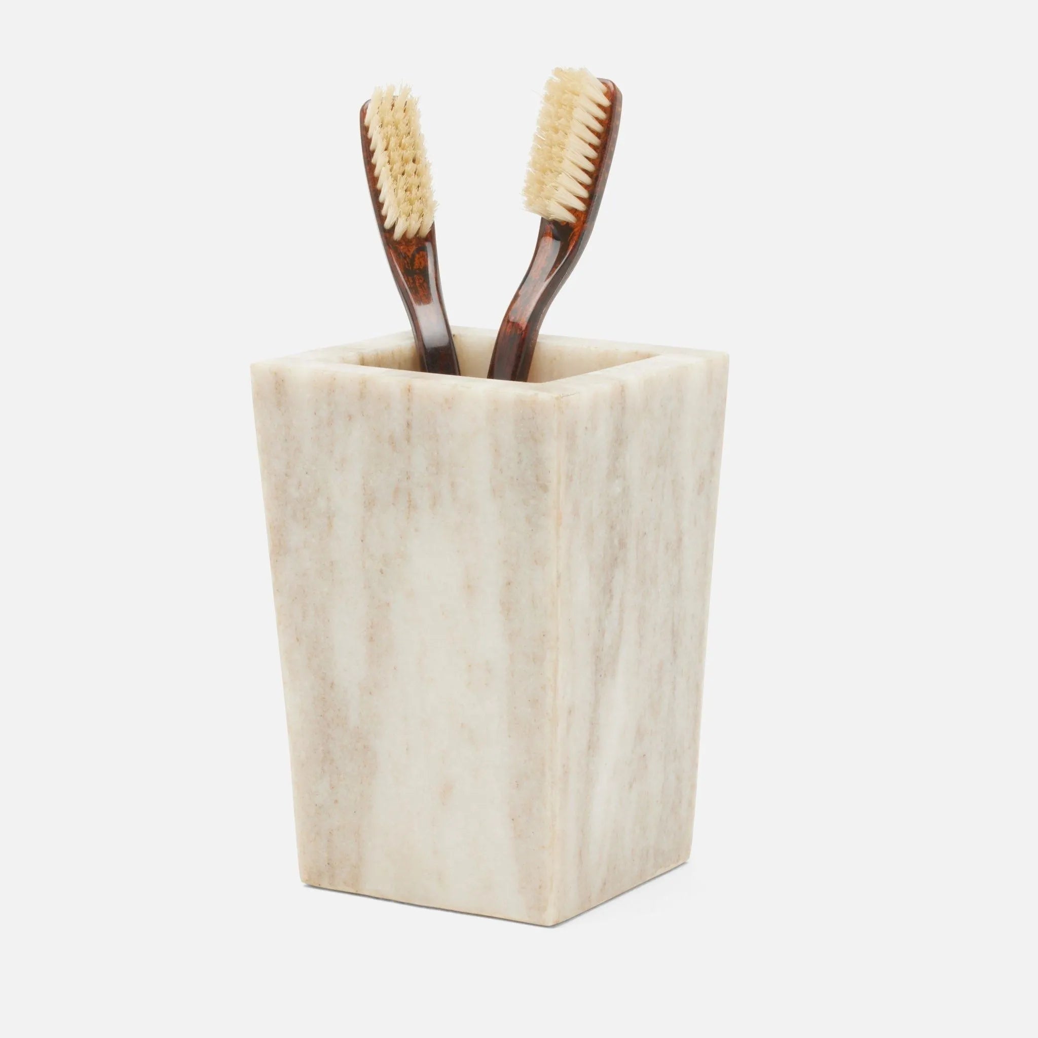 Pigeon and Poodle PP005165 Athlone Brush Holder in Beige Marble