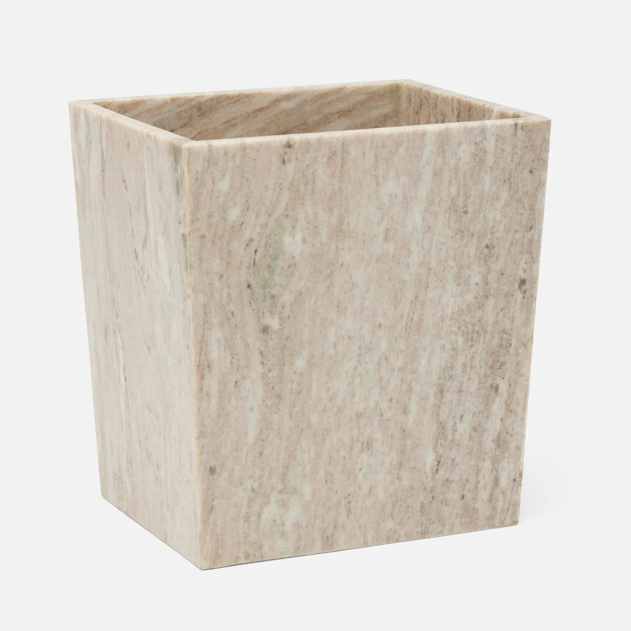 Pigeon and Poodle PP005173 Athlone Wastebasket (Rectangular) in Beige Marble