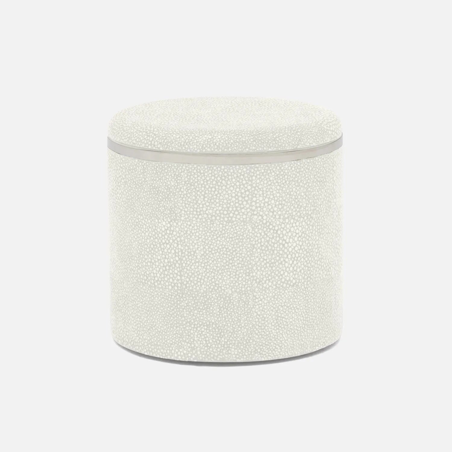Pigeon and Poodle - PP005683 - Bradford Canister - Bradford - Blanc Realistic Faux Shagreen/Silver Stainless Steel