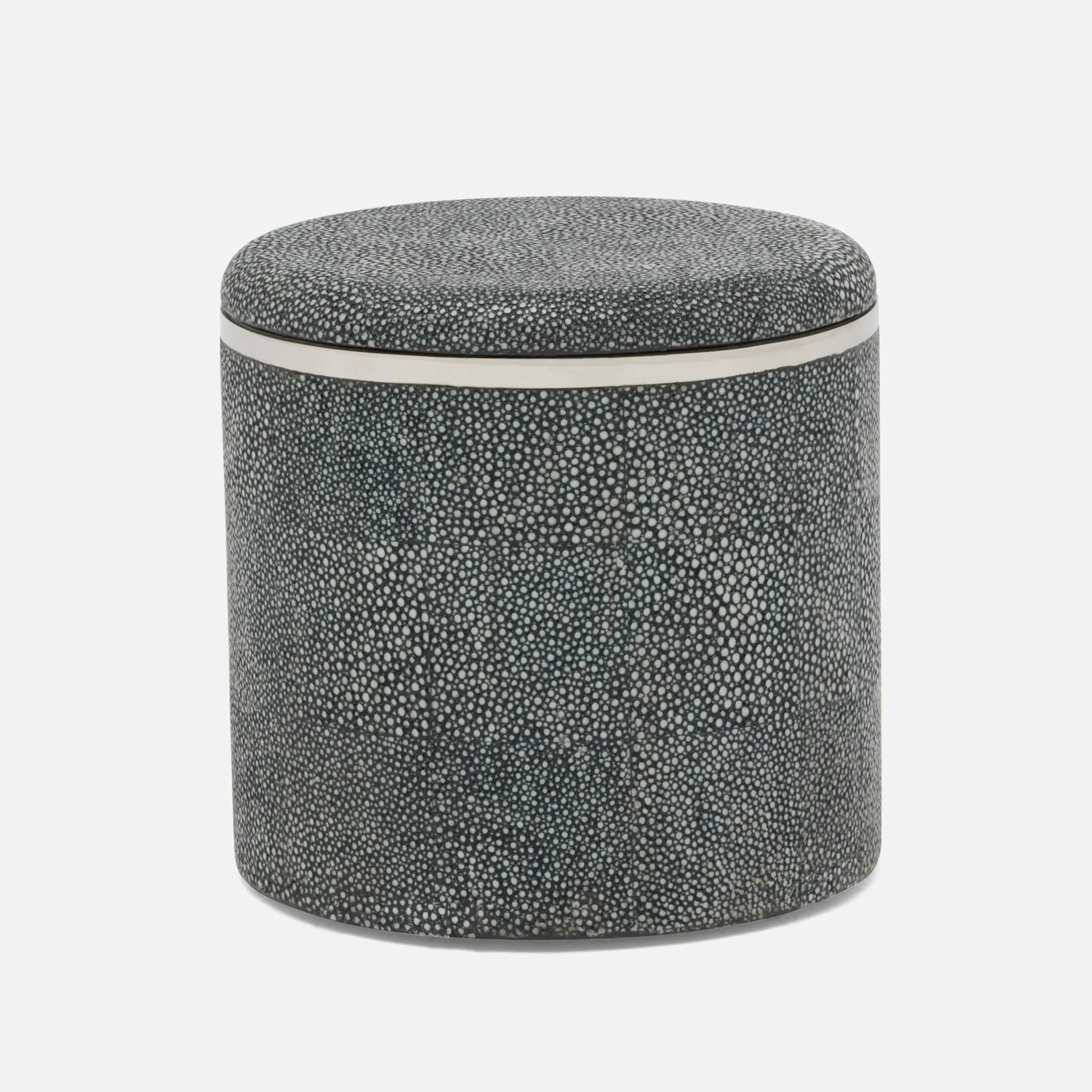 Pigeon and Poodle - PP005661 - Bradford Canister - Bradford - Cool Gray Realistic Faux Shagreen/Silver Stainless Steel