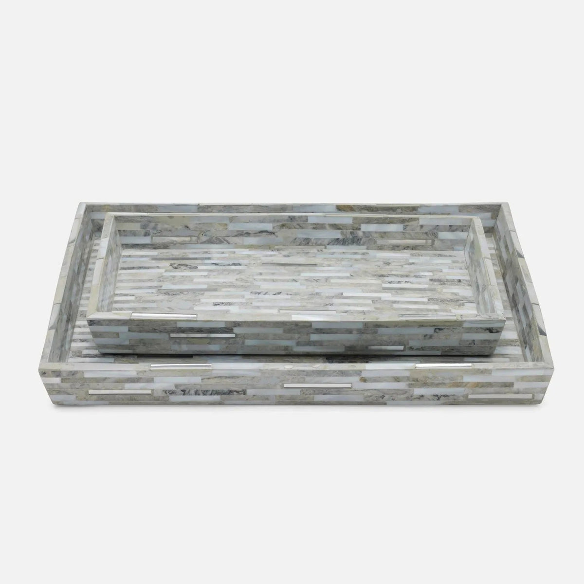 Pigeon and Poodle PP006311 Cortona Trays in Gray Shell/Silver Silver Mix