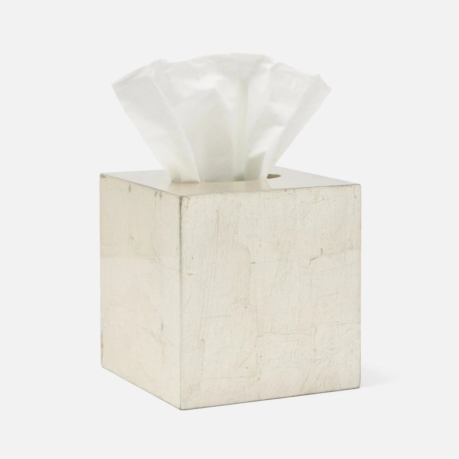 Pigeon and Poodle PP007271 Davos Tissue Box in Champagne Gold Silver Leaf