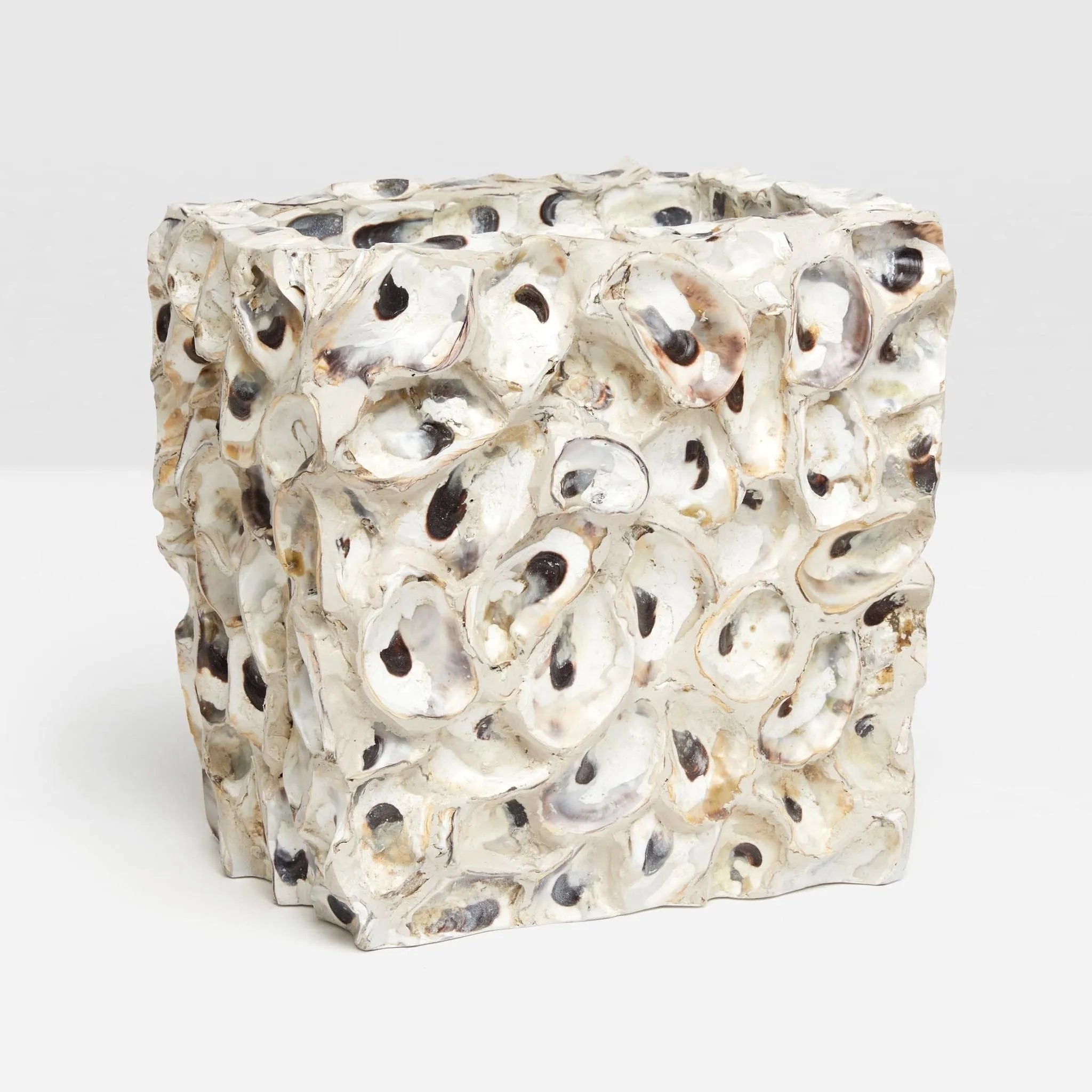 Pigeon and Poodle PP000576 Enna Wastebasket (Rectangular) in Natural Oyster Shell