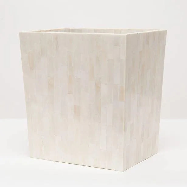 Pigeon and Poodle PP000613 Gaya Wastebasket (Rectangular) in Vertical Natural Bone