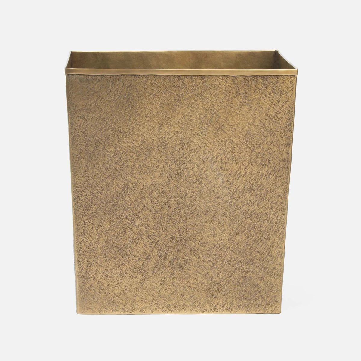 Pigeon and Poodle PP000768 Kenitra Wastebasket (Rectangular) in Antique Brass Pitted Metal