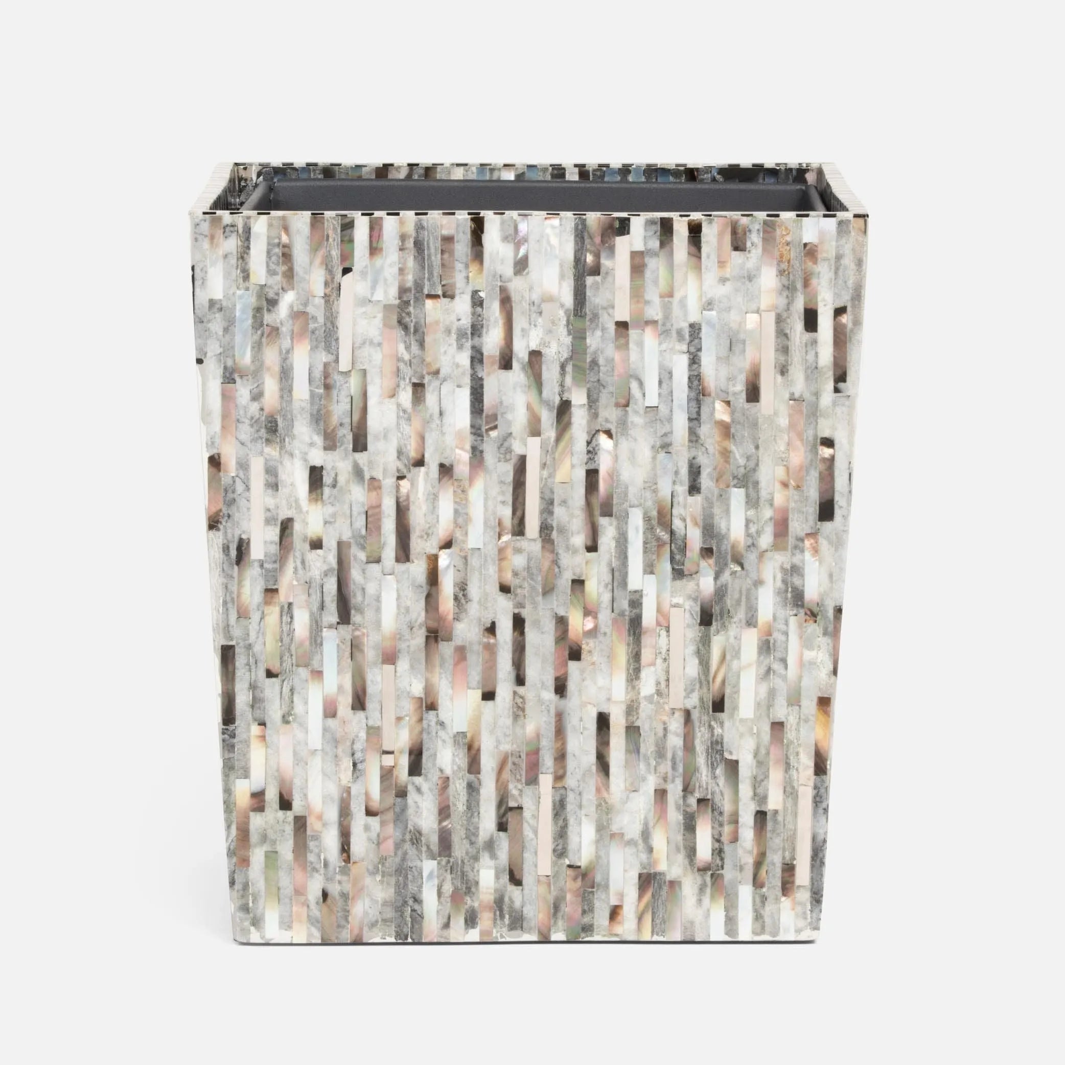 Pigeon and Poodle PP003978 Luzia Wastebasket in Silver Mix Romblon Stone/Shell