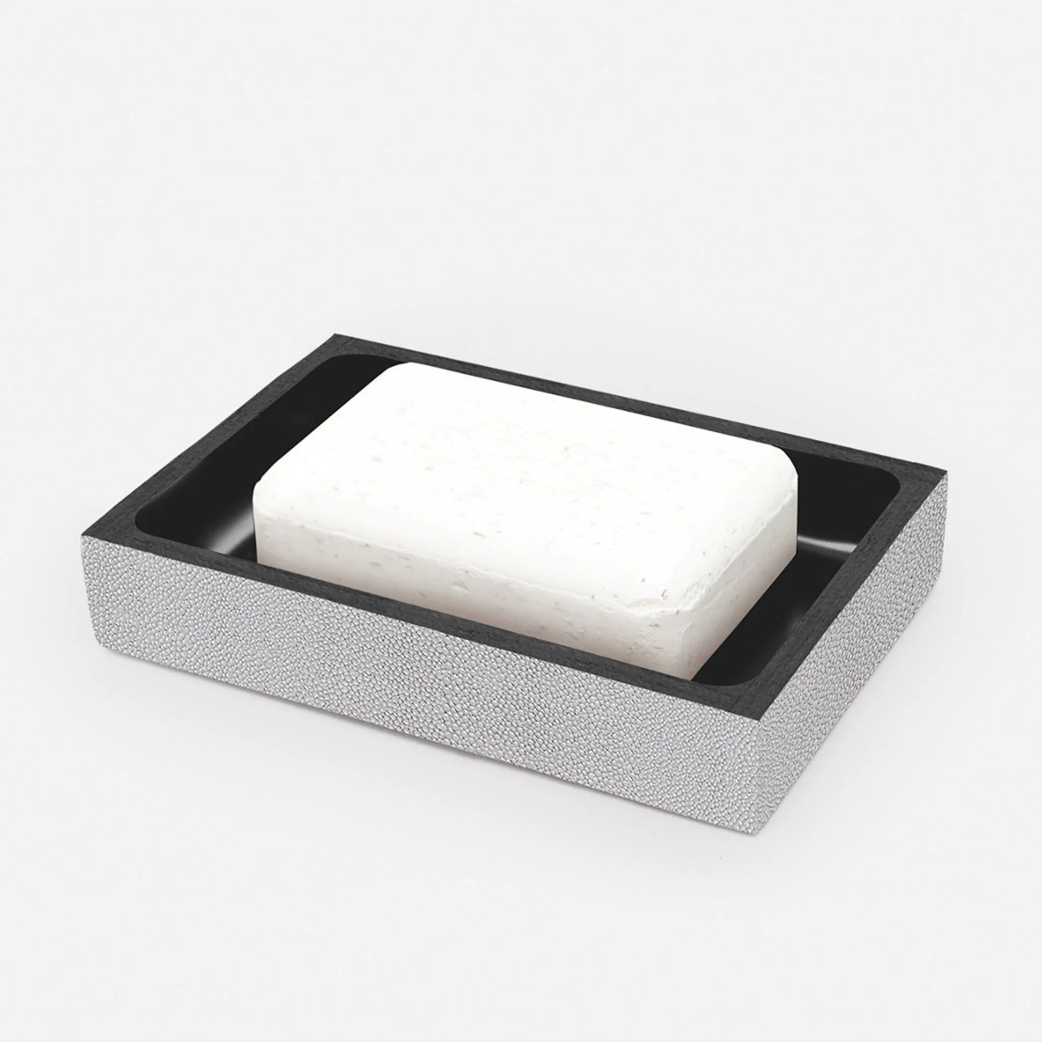 Porte-savon rectangulaire Manchester de Pigeon and Poodle PP000926, couleur gris cendré, imitation galuchat réaliste