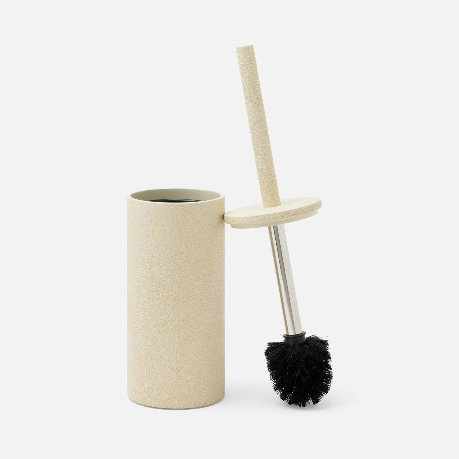 Porte-brosse de toilette Pigeon and Poodle PP007130 Manchester, couleur ivoire, imitation galuchat réaliste