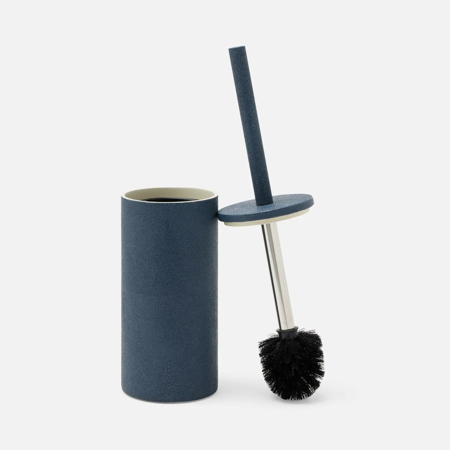 Porte-brosse de toilette Pigeon and Poodle PP007126 Manchester, bleu marine, imitation galuchat réaliste