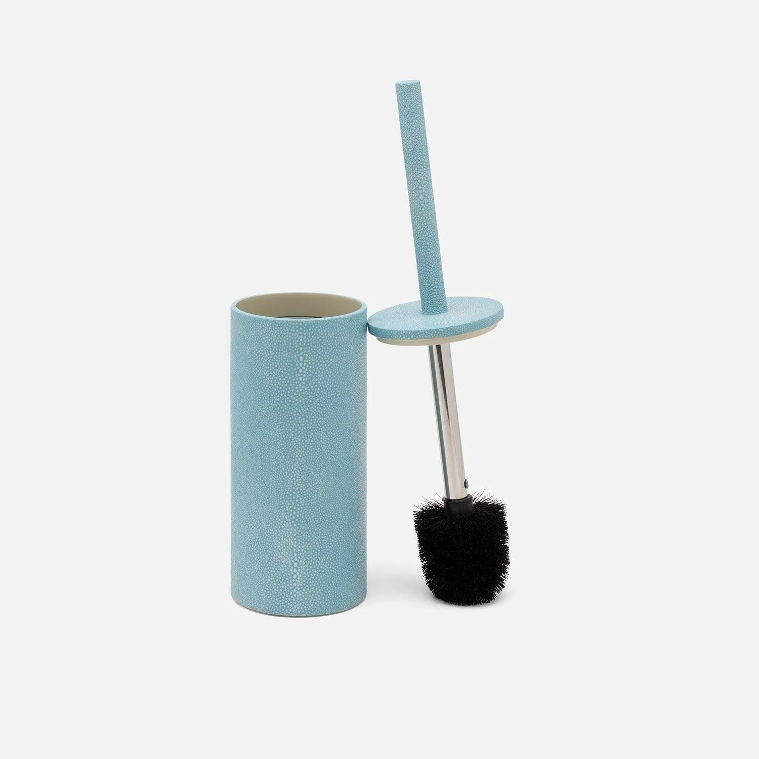 Porte-brosse de toilette Pigeon and Poodle PP007641 Manchester, bleu poudré, imitation galuchat réaliste