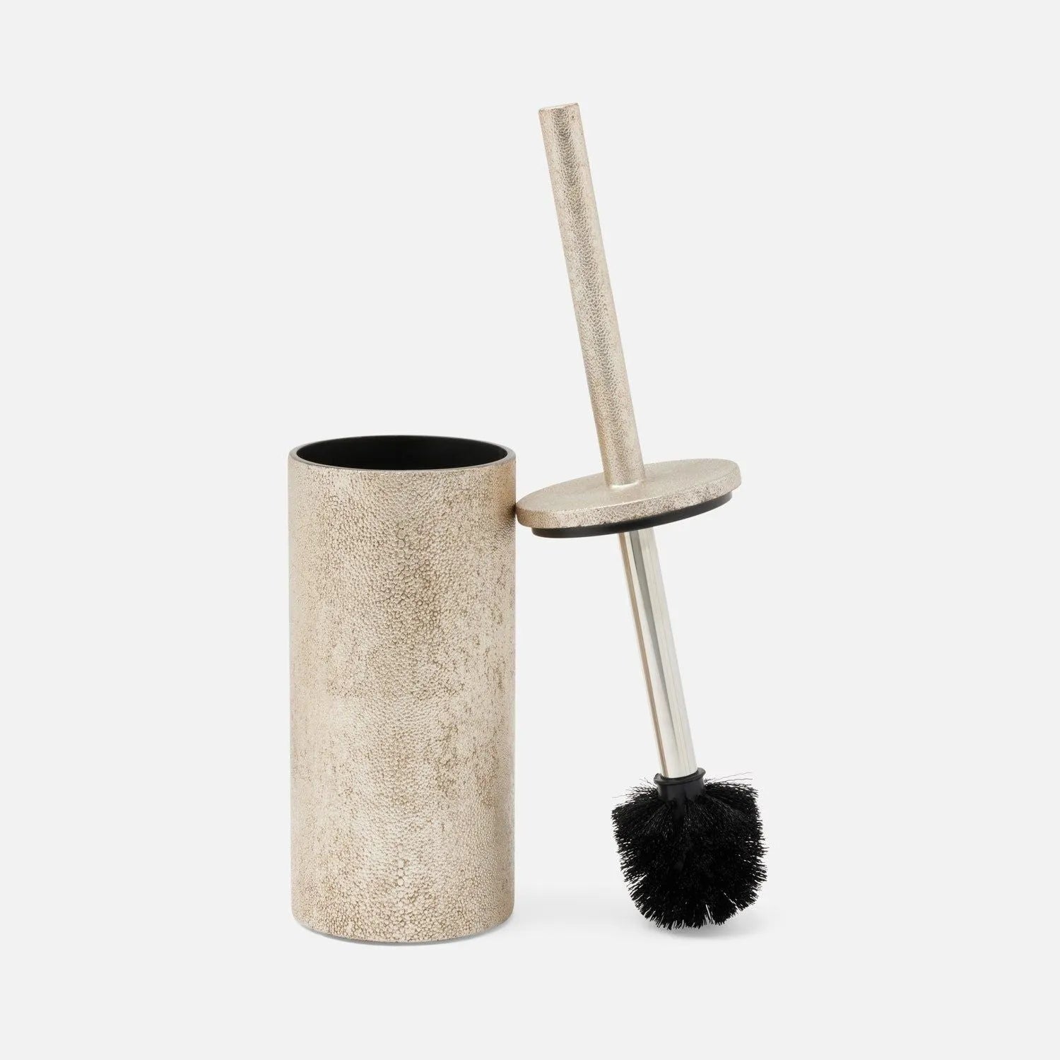 Porte-brosse WC Pigeon and Poodle PP007127 Manchester, couleur argent chaud, imitation galuchat réaliste