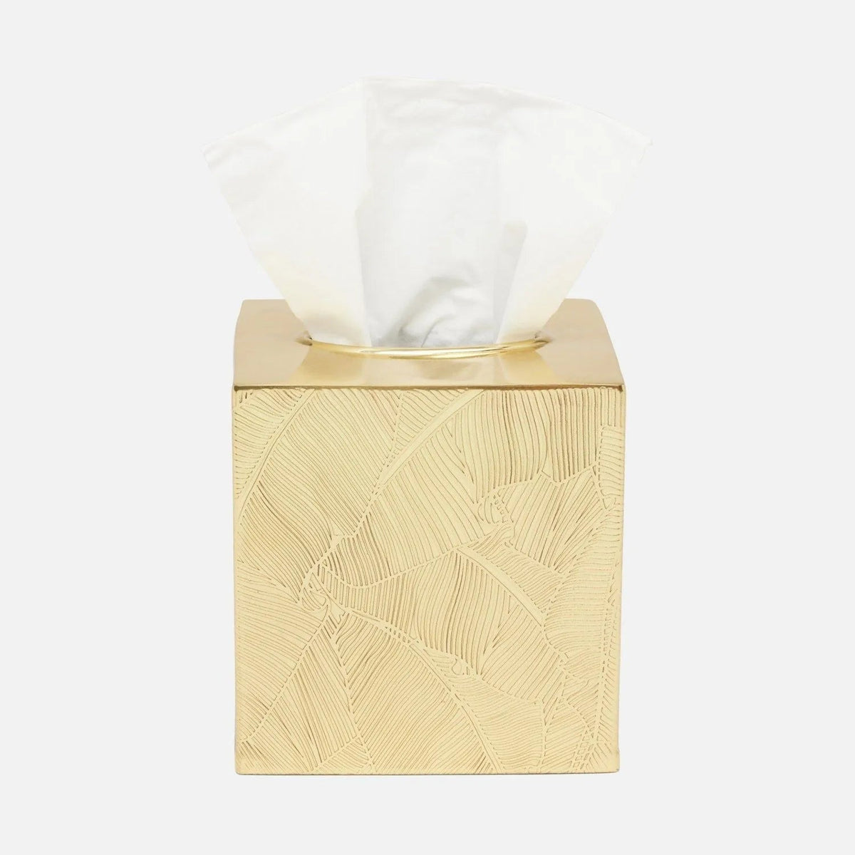Pigeon and Poodle PP007063 Mancora Tissue Box in Shiny Brass Etched Brass