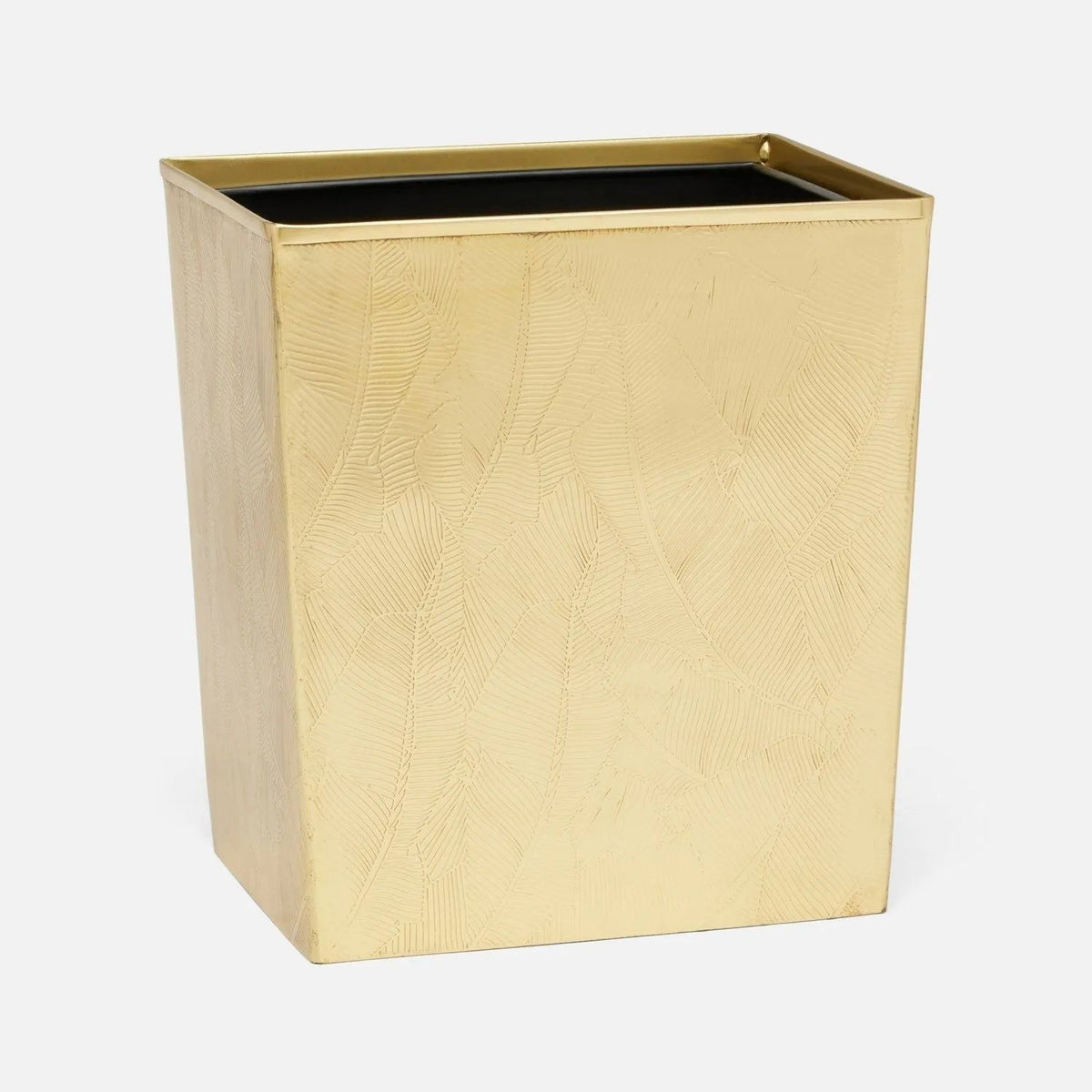 Pigeon and Poodle PP007064 Mancora Wastebasket (Rectangular) in Shiny Brass Etched Brass