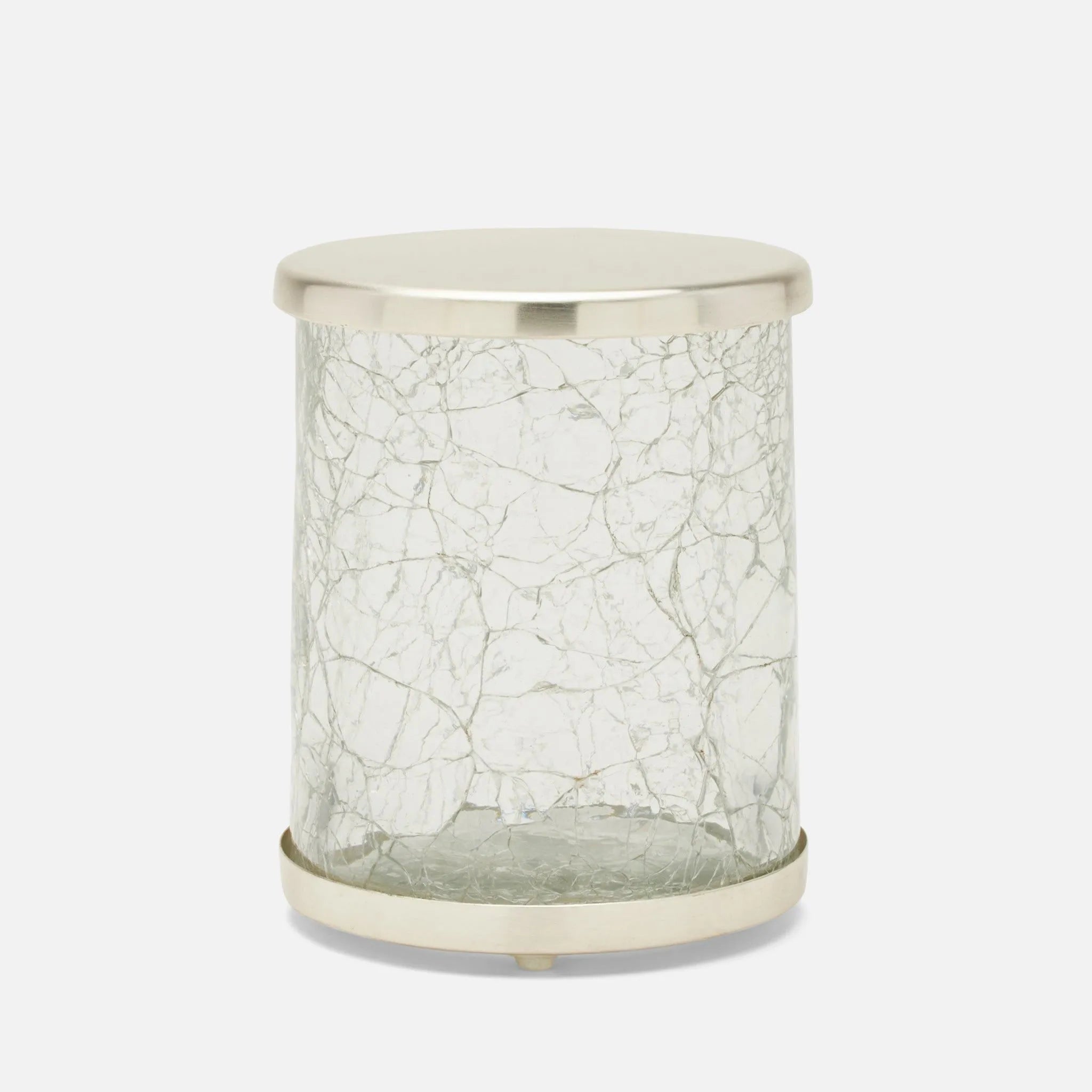Boîte à Pomaria Pigeon and Poodle PP004888 (petite) en verre argenté brossé et acier inoxydable