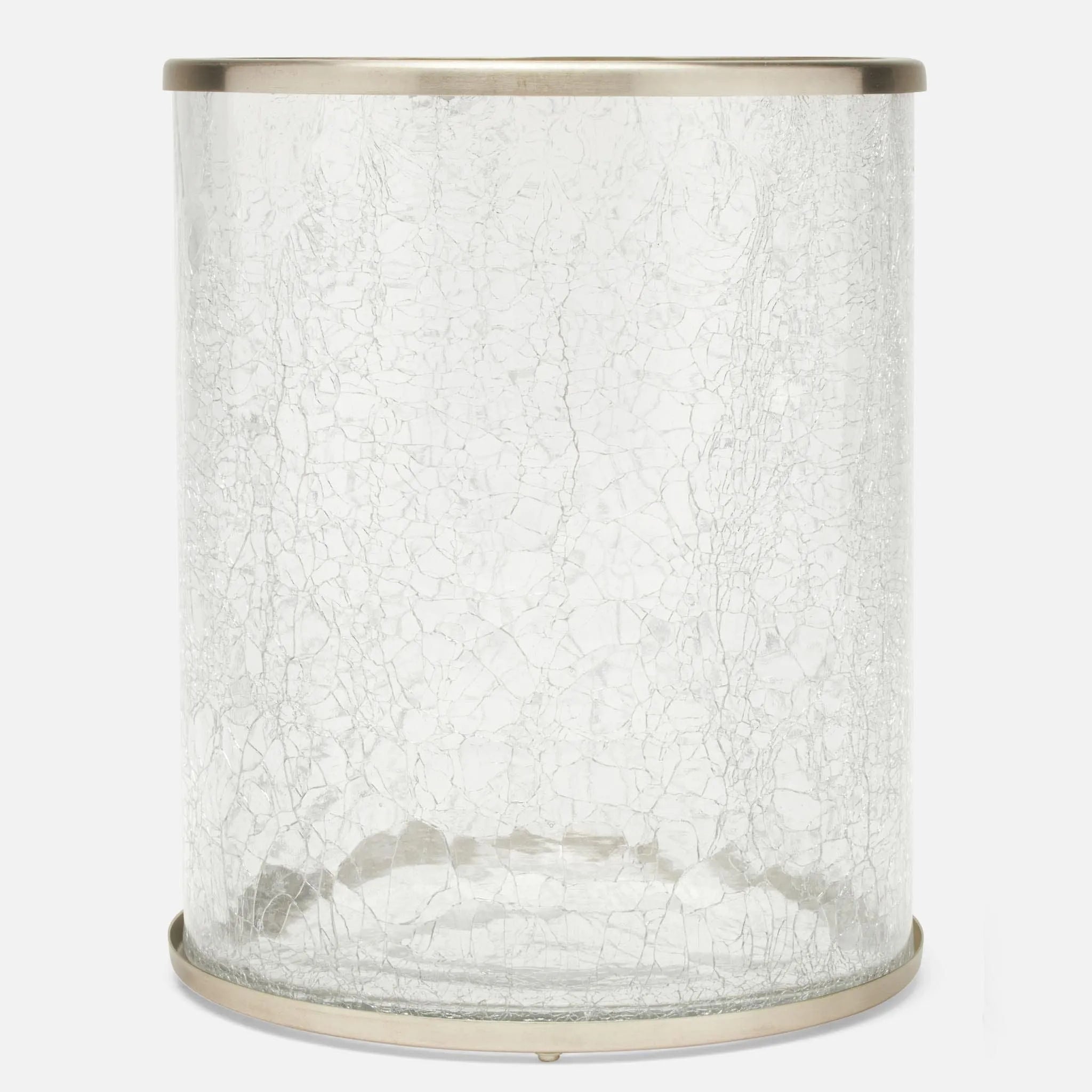 Corbeille à papier Pomaria Pigeon and Poodle PP004894 en verre argenté brossé et acier inoxydable