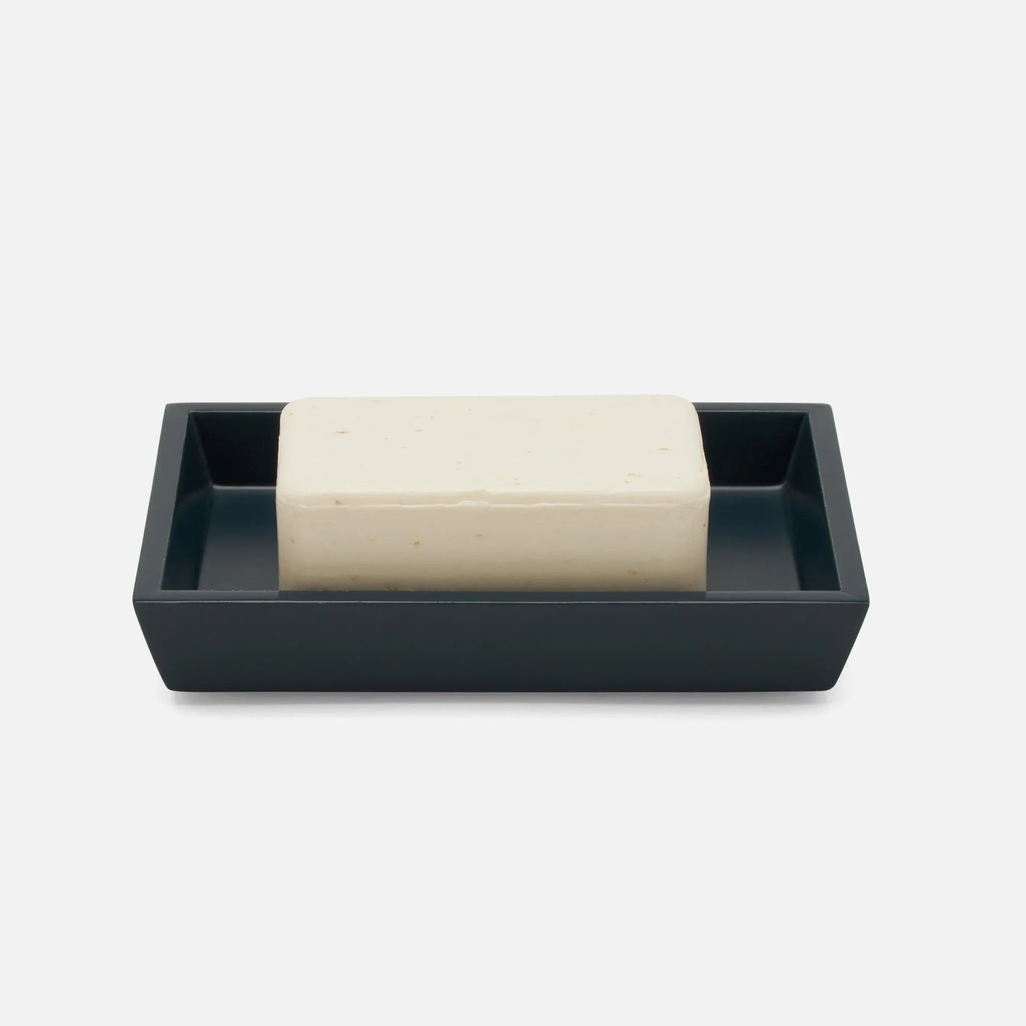 Pigeon and Poodle PP004576 Quincy Soap Dish in Matte Navy Lacquered Wood