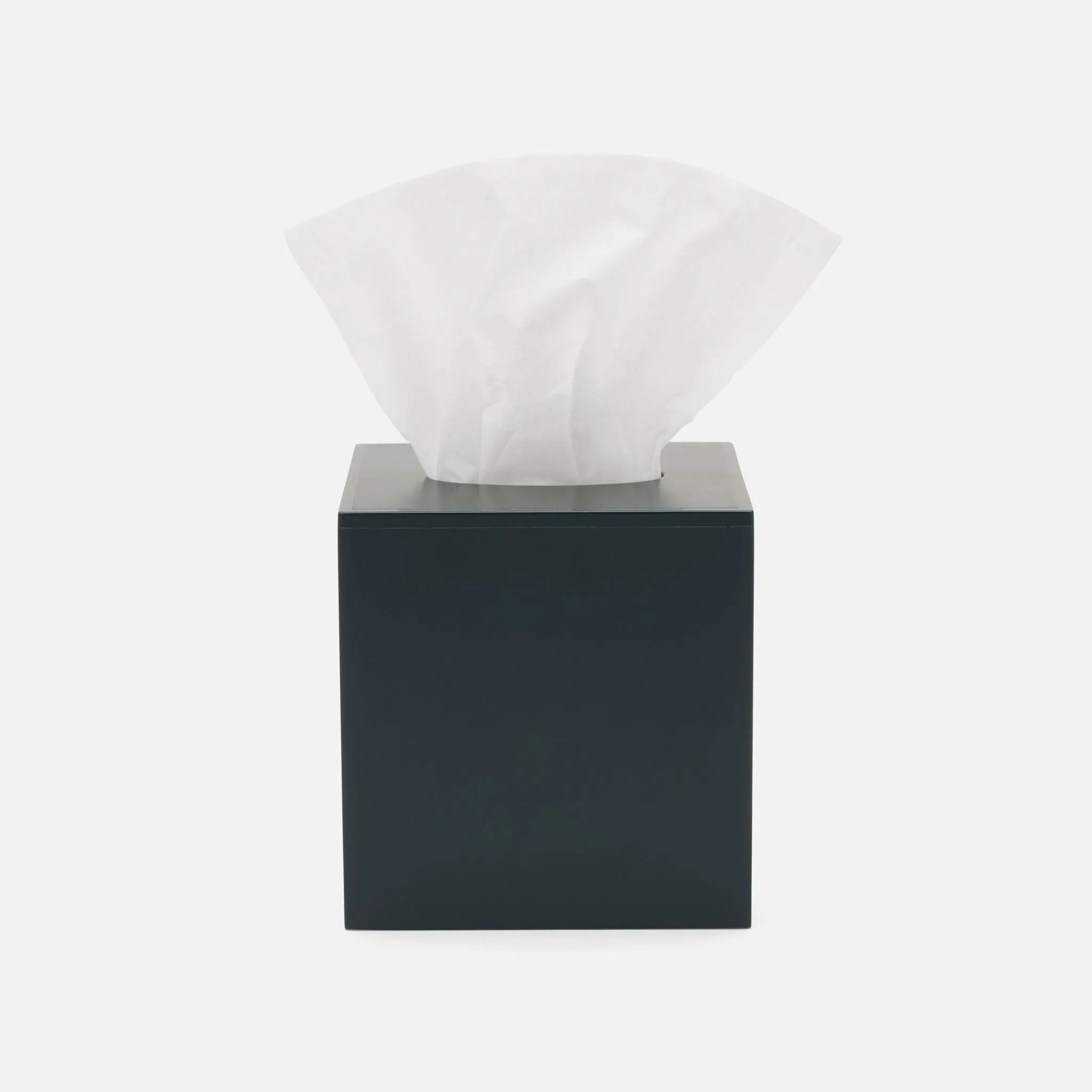 Pigeon and Poodle PP004577 Quincy Tissue Box in Matte Navy Lacquered Wood