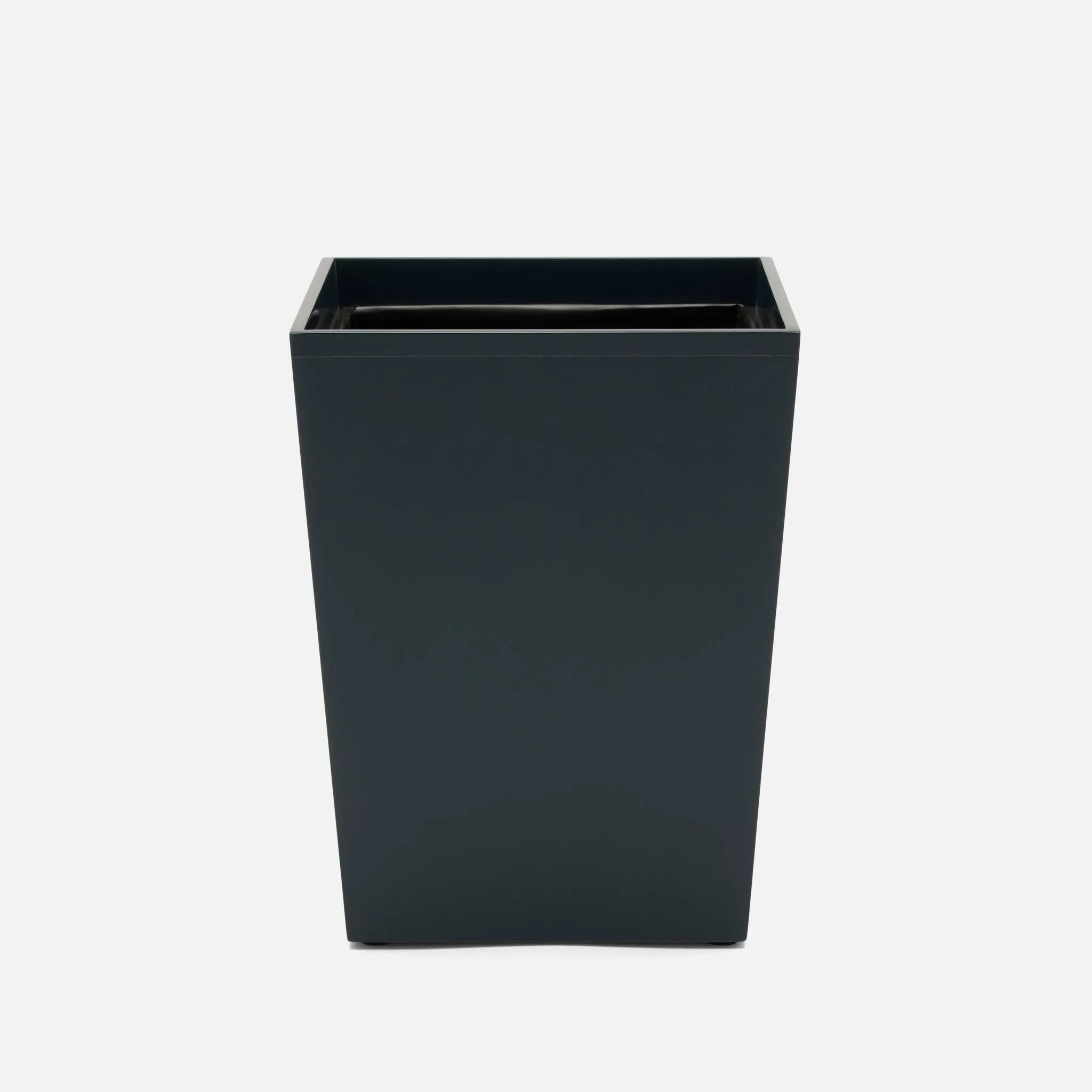 Pigeon and Poodle PP004578 Quincy Wastebasket (Square) in Matte Navy Lacquered Wood