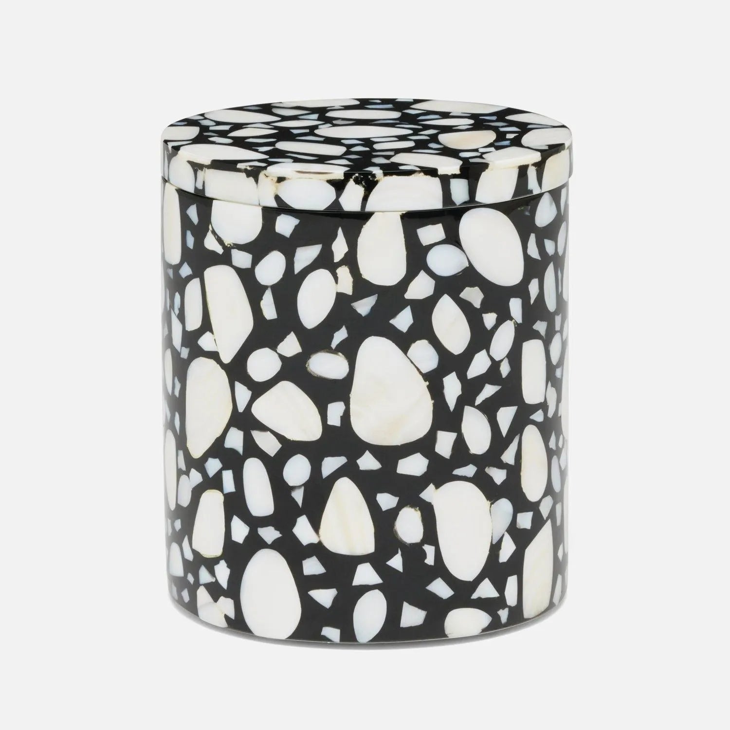 Pigeon and Poodle PP007070 Remini Bath Canister in Black Resin/White Shell
