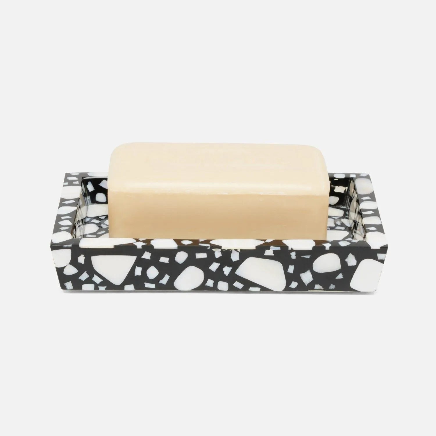 Pigeon and Poodle PP007071 Remini Soap Dish in Black Resin/White Shell