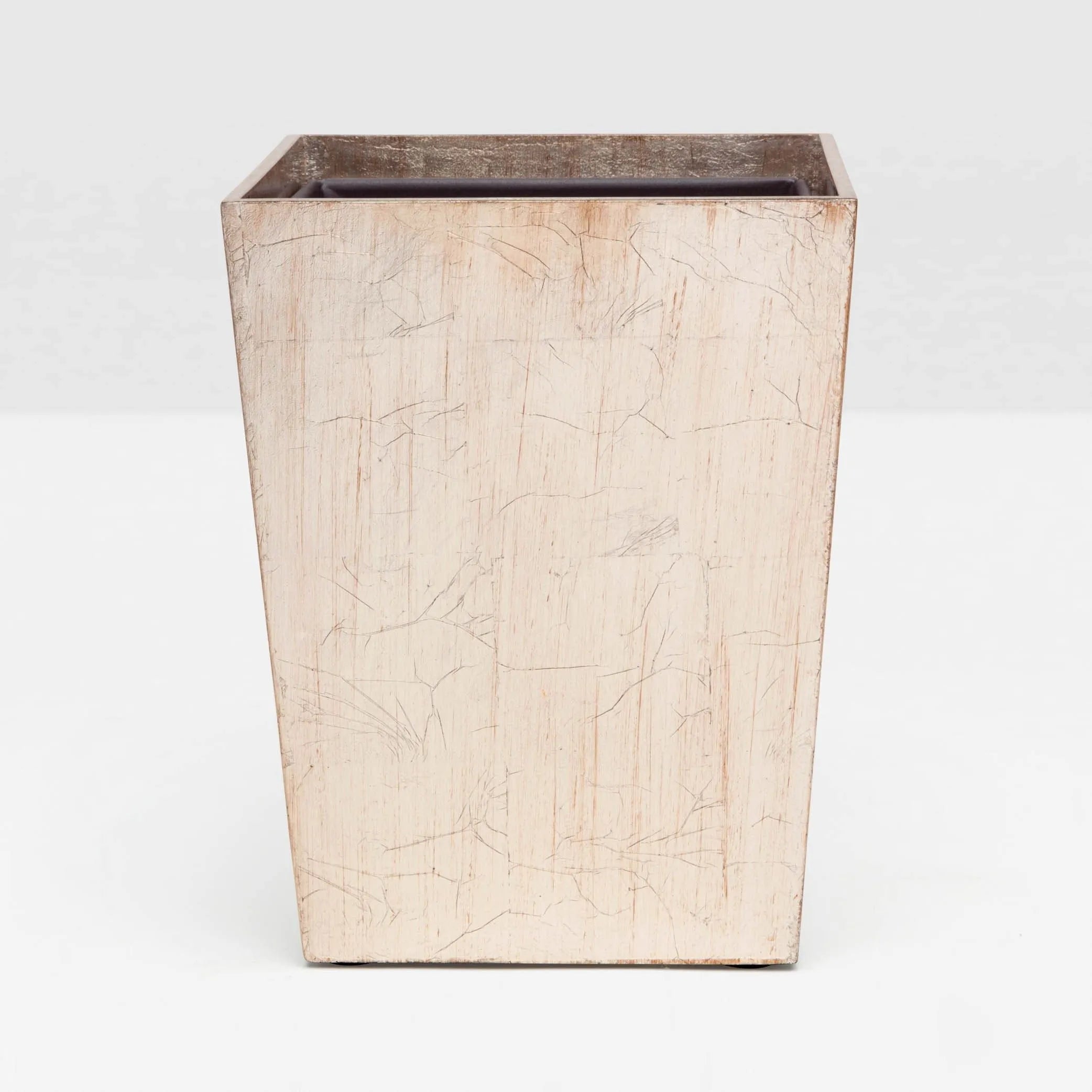 Pigeon and Poodle PP001437 Tanlay Wastebasket (Rectangular) in Lacquered Silver Leaf