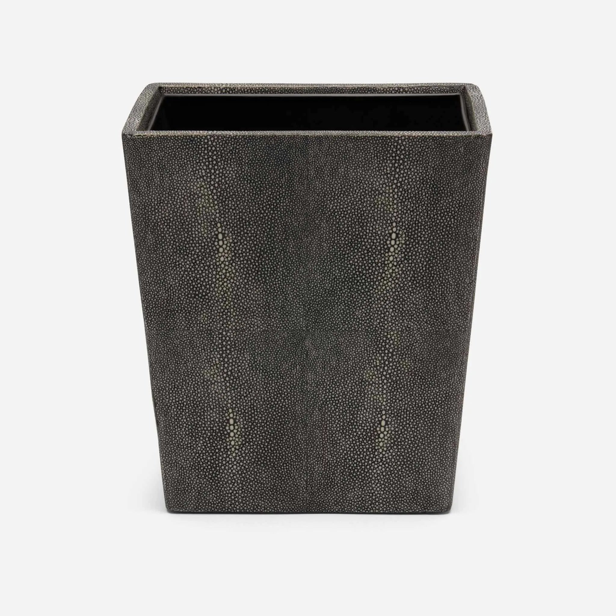 Pigeon and Poodle PP004598 Tenby Wastebasket (Rectangular) in Cool Gray Realistic Faux Shagreen