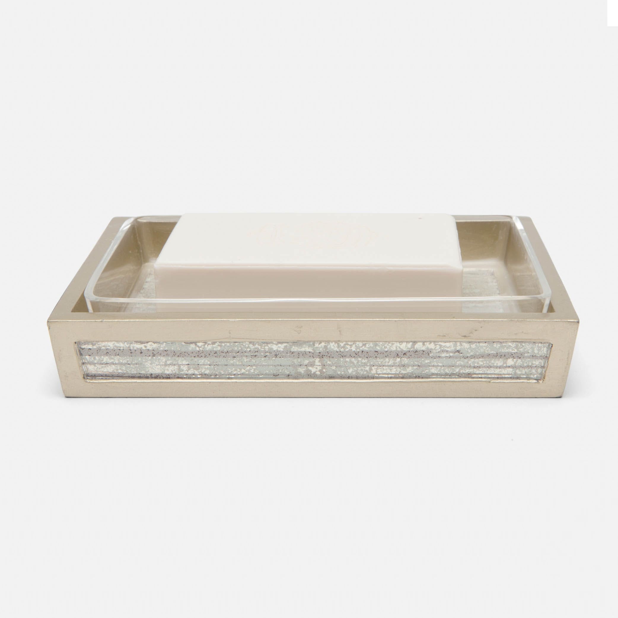 Pigeon and Poodle PP001588 Waterford Soap Dish in Gray Strips Painted Mirror