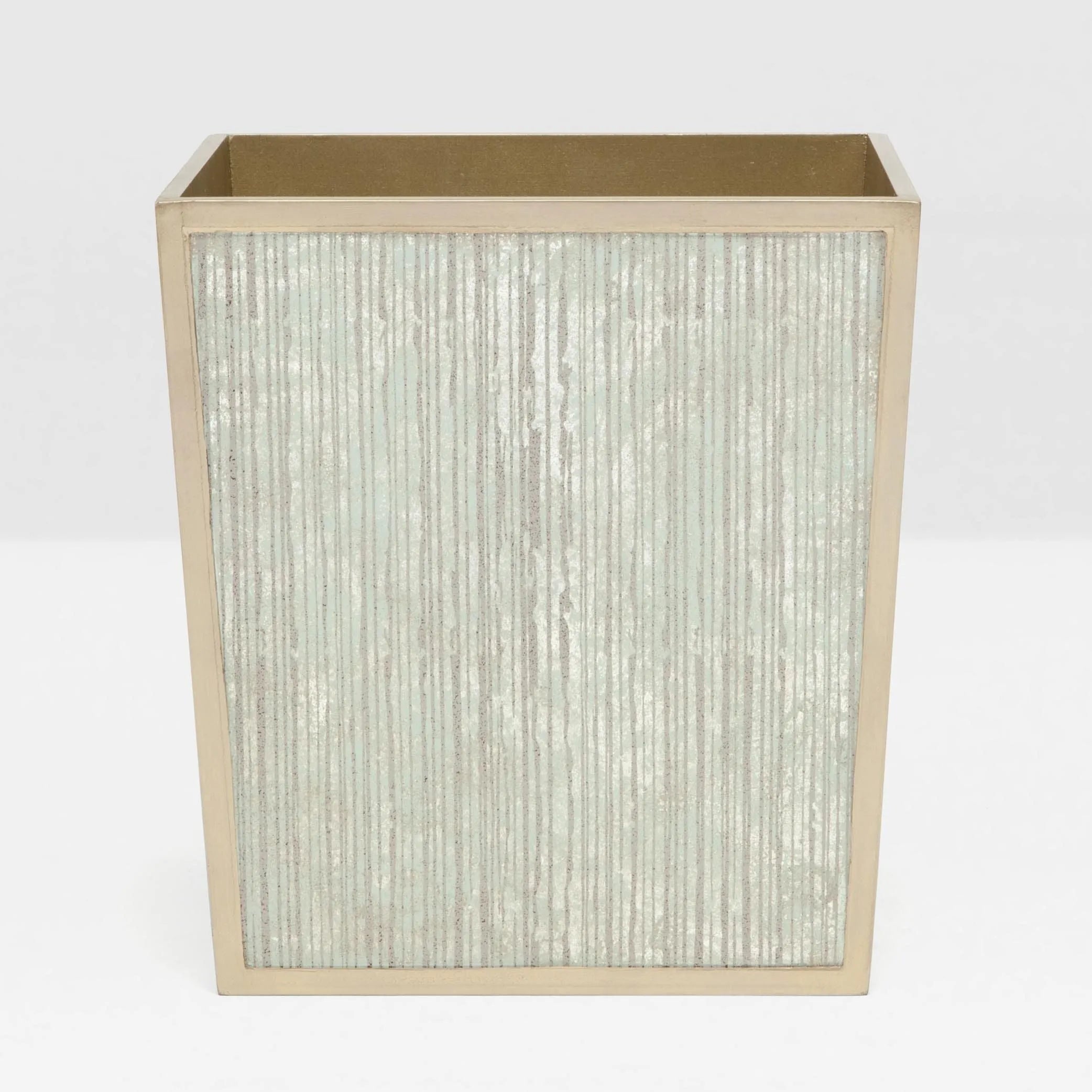 Pigeon and Poodle PP001592 Waterford Wastebasket (Rectangular) in Gray Strips Painted Mirror