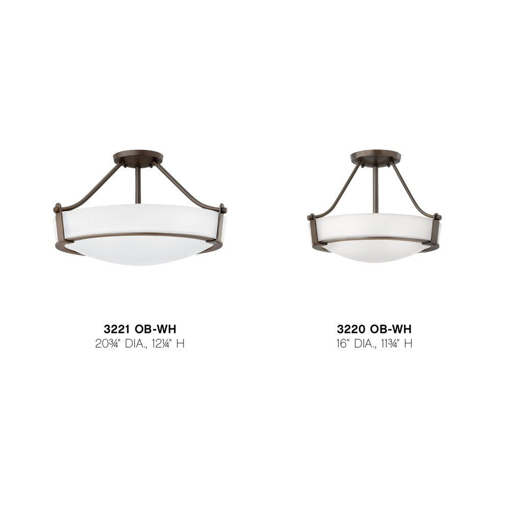 Hinkley Lighting 3220OB-WH Hathaway Semi-Flush Mount in Olde Bronze