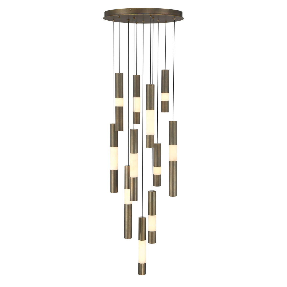 Europhase 50119-011 Ronda LED Suspendu multi-luminaire en laiton vieilli