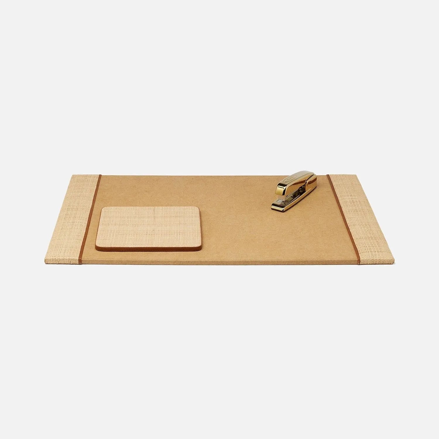 Pigeon and Poodle - PP007278 - Hanford Desk Blotter - Hanford - Natural Raffia/Saddle Leather