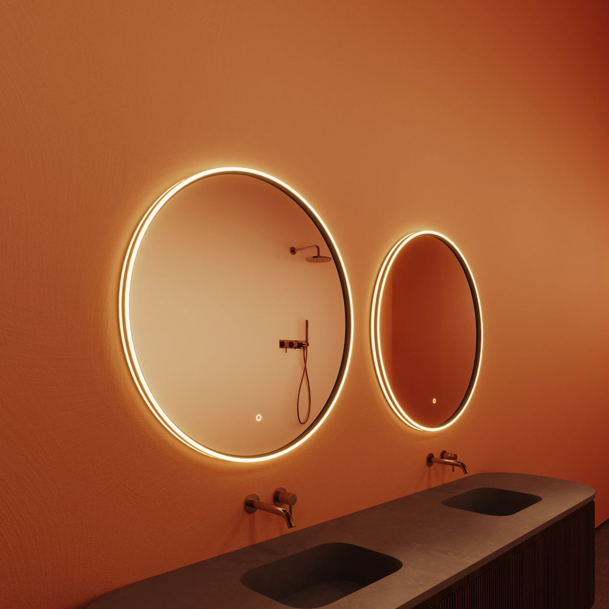 Paris Mirror ORVER4040CCT-TS-BLK Orvella Round LED Mirror in Black