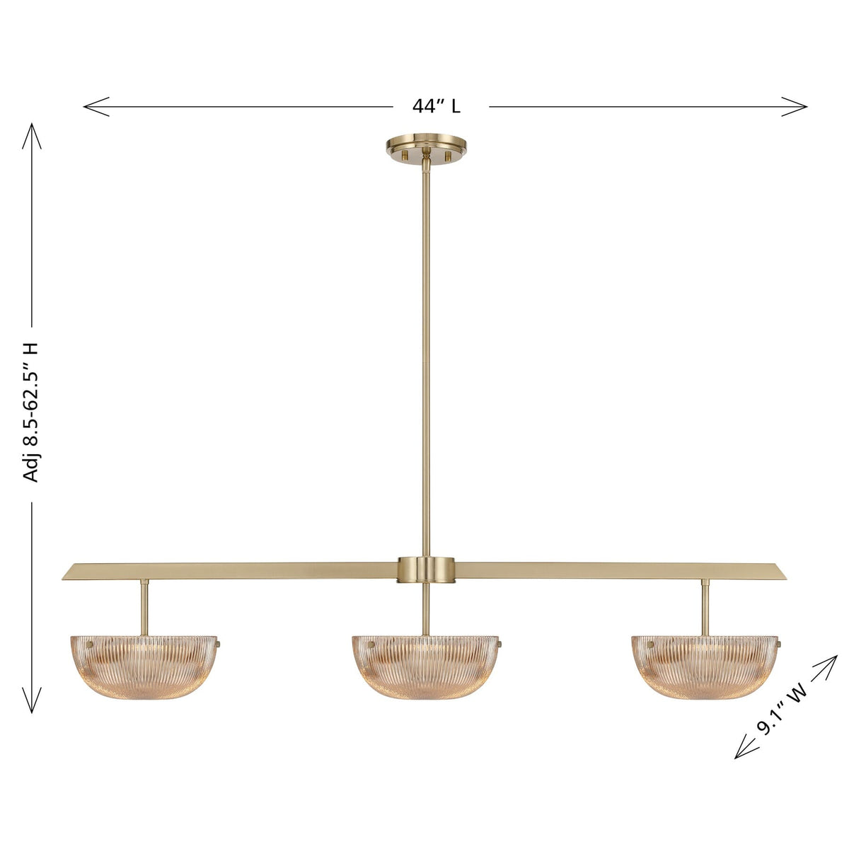 Savoy House 1-1250-3-127 Hubbard LED Linear Chandelier in Noble Brass
