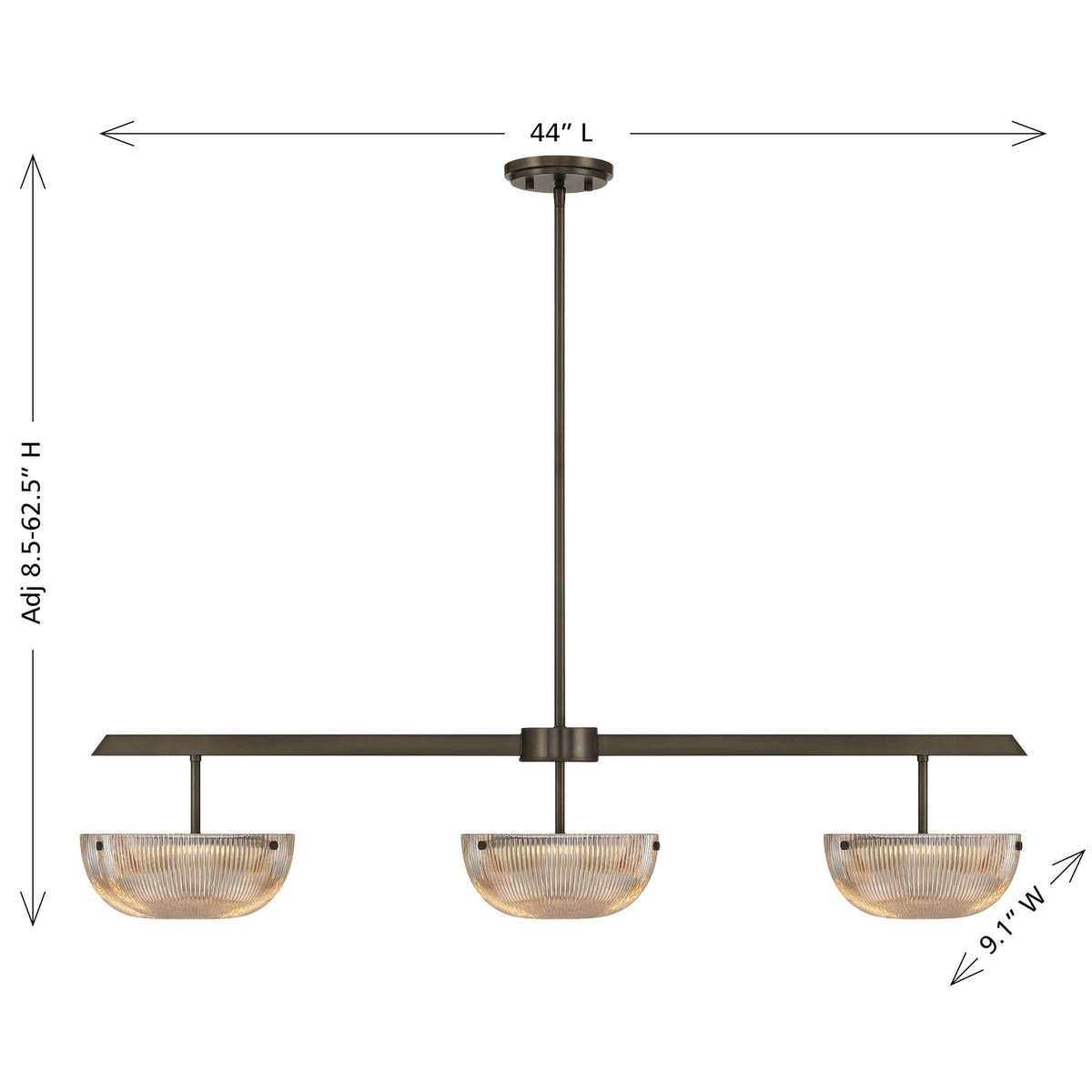 Savoy House 1-1250-3-15 Hubbard LED Linear Chandelier in Mediterranean Bronze
