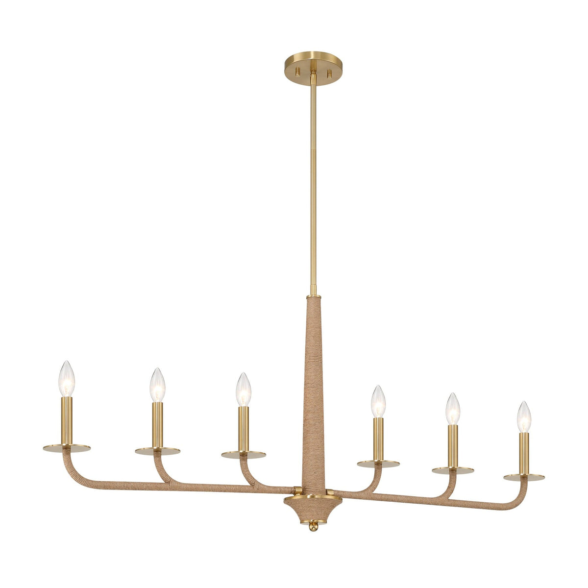 Savoy House 1-1827-6-320 Cannon Linear Chandelier in Warm Brass and Rope