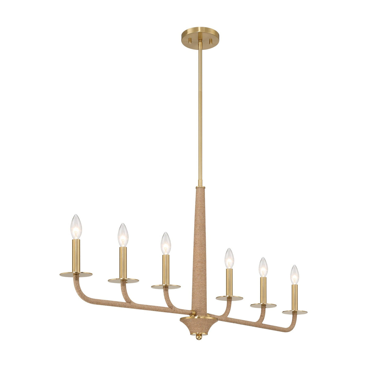 Savoy House 1-1827-6-320 Cannon Linear Chandelier in Warm Brass and Rope