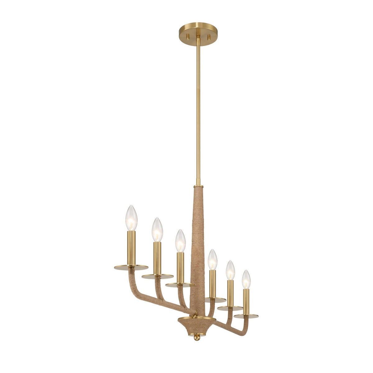 Savoy House 1-1827-6-320 Cannon Linear Chandelier in Warm Brass and Rope