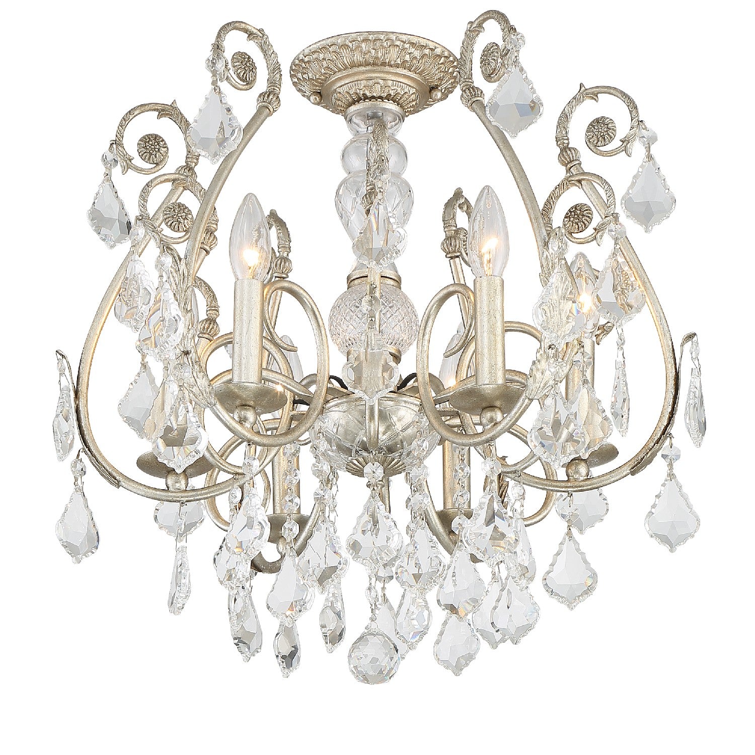 Crystorama - 5115-OS-CL-MWP_CEILING - Semi-reflex à six lumières Plafonnier - Regis - Olde Silver