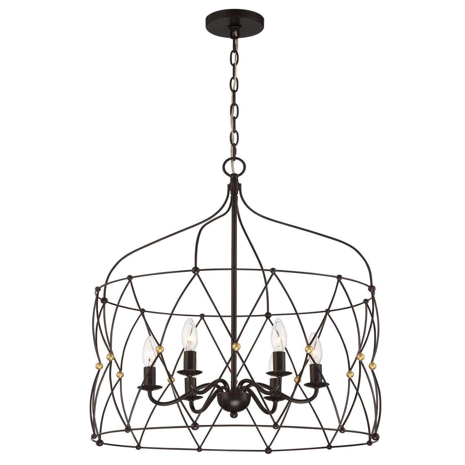 Crystorama - ZUC-A9035-EB-GA - Six lumières Suspendu - Zucca - Bronze Anglais + Or Antique