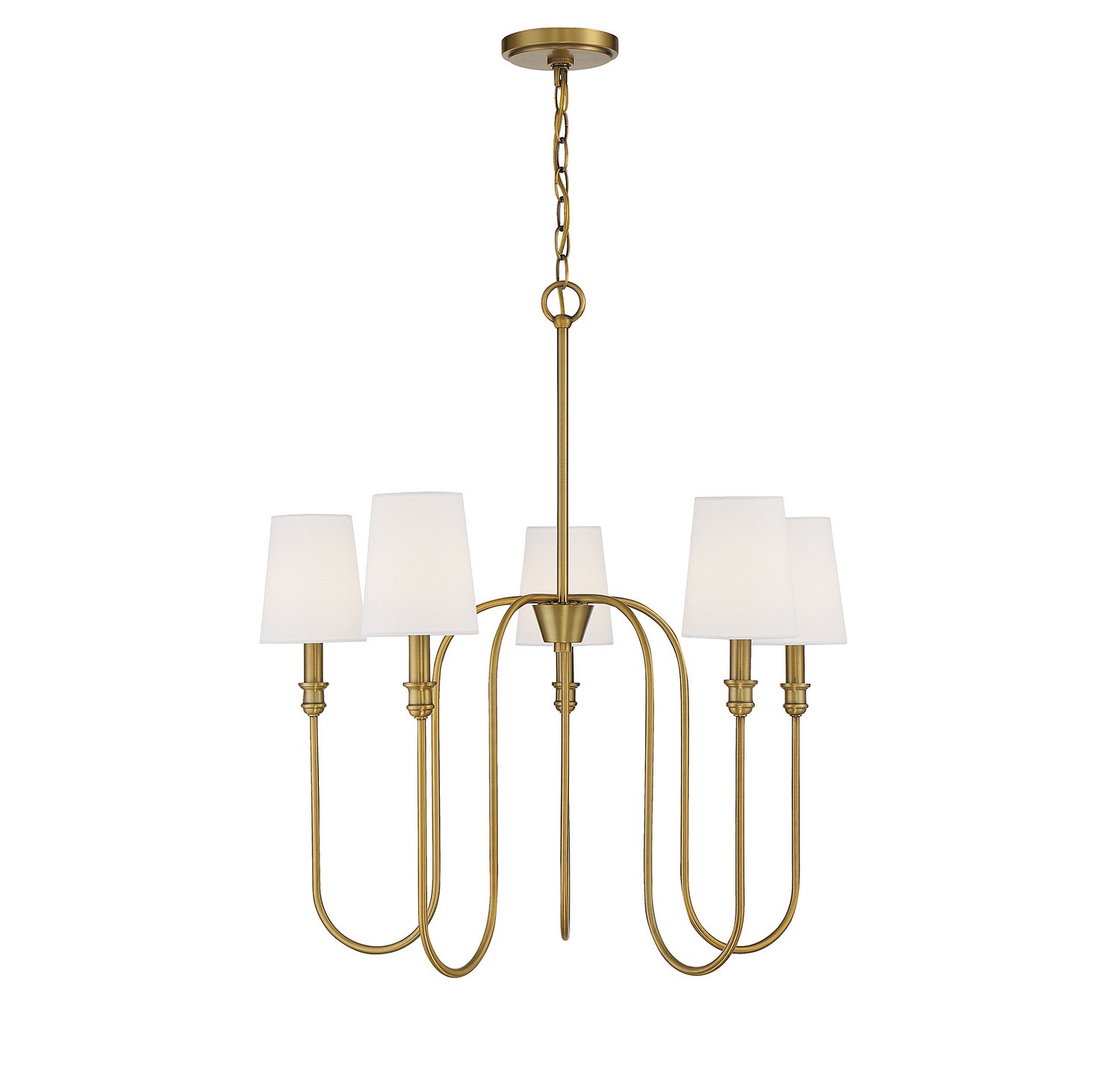 Meridian M10077NB Five Light Chandelier in Natural Brass