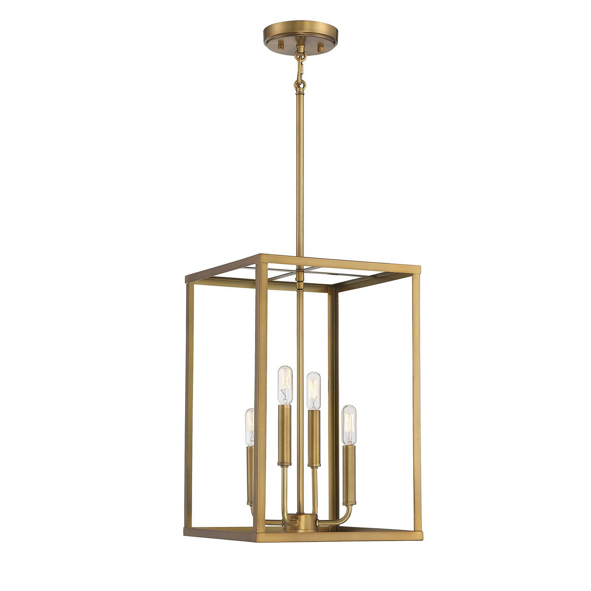 Meridian M30008NB Four Light Pendant in Natural Brass